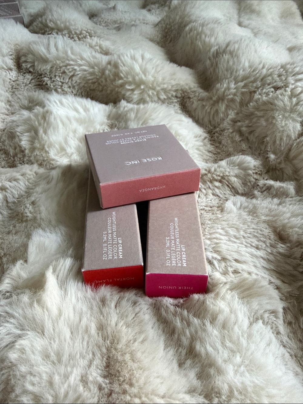 Rose Inc Lip Cream Set — Coral, Red, Pink Trio